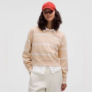 Lululemon Perfectly Oversized Cropped Crew in striped beige/ white size 8